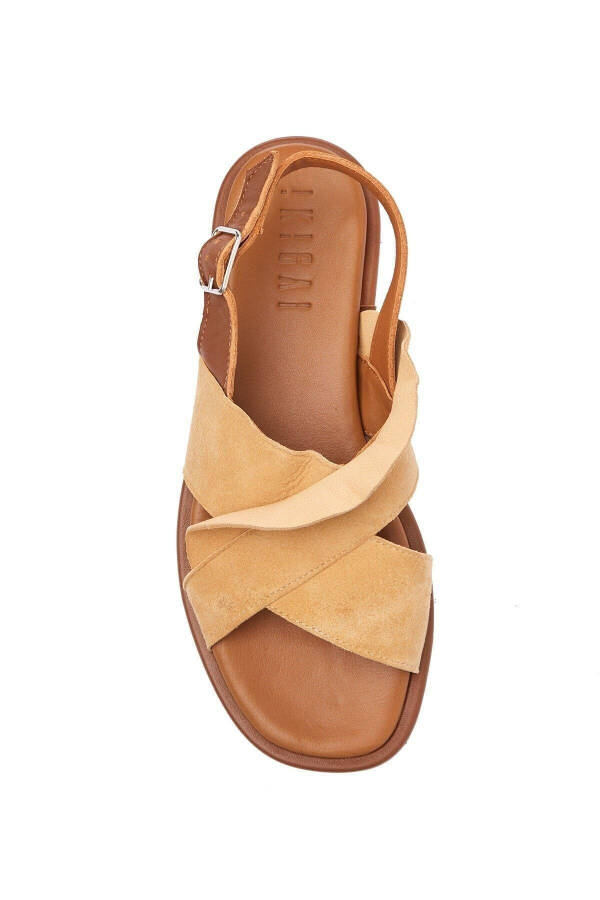 Genuine suede sole, brown, soft genuine leather women's summer sandals. - 3