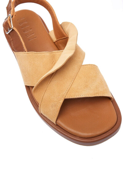 Genuine suede sole, brown, soft genuine leather women's summer sandals. - 4