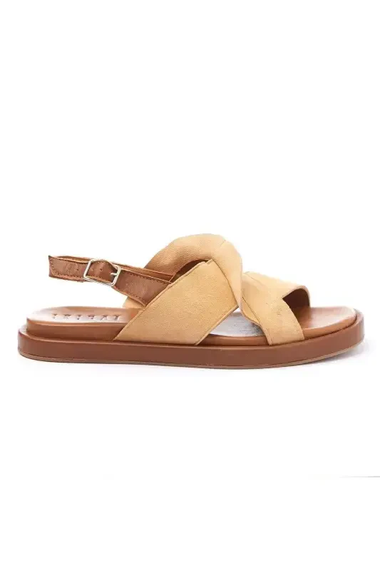Genuine suede sole, brown, soft genuine leather women's summer sandals. - 4