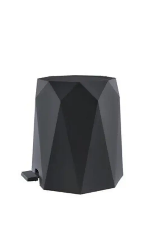 Geo Anthracite 2-Piece Bathroom Set Plastic 5 lt Trash Can - 3