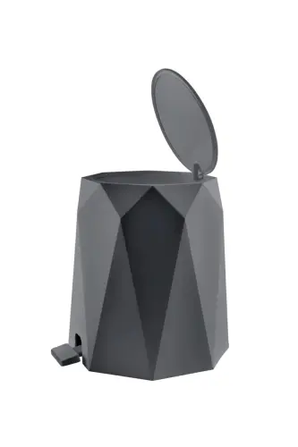 Geo Anthracite 2-Piece Bathroom Set Plastic 5 lt Trash Can - GENEL MARKALAR (1)