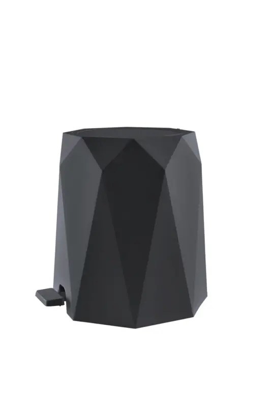 Geo Antrasit 2'li Banyo Seti Plastik 5 lt Çöp Kovası Ve Tuvalet Fırçası - ANTRASİT - 1