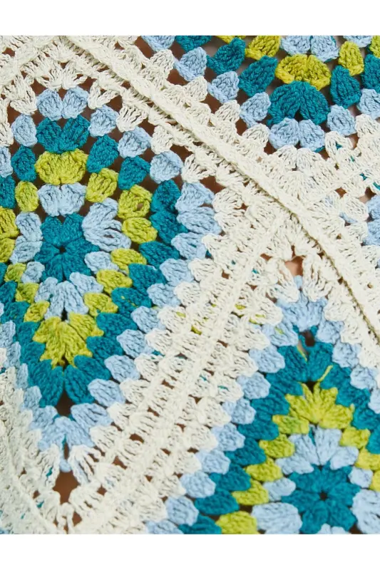 Geometrik Desenli Örgü Crop Atlet - 6