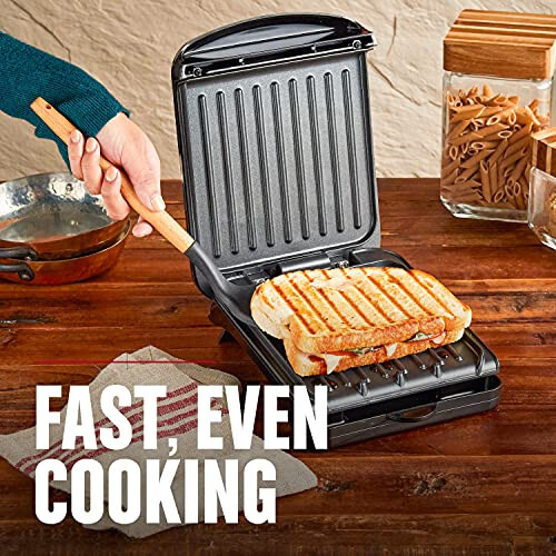 George Foreman 2-taom klassik elektr plita ichki panjarasi va Panini press, Qora, GRS040B - 5