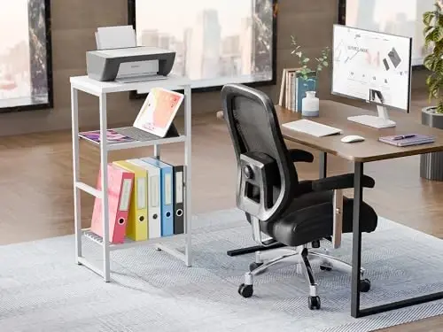 GEORIS 3 Tier Metal Printer Stand Shelf, White Side Table for Printer, Fax Marchine - GEORIS (1)