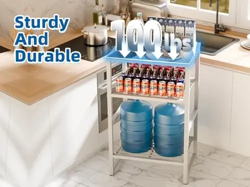 GEORIS 3 Tier Metal Printer Stand Shelf, White Side Table for Printer, Fax Marchine - 6