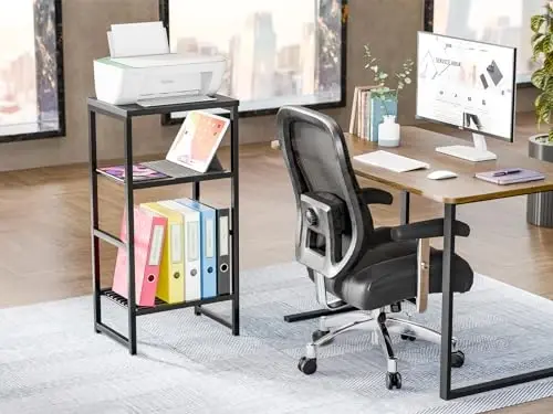 GEORIS 3 Tier Metal Printer Stand Shelf, Black Side Table for Printer, Fax Marchine - GEORIS (1)
