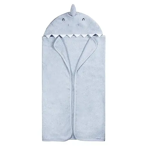 Gerber Baby 4 Piece Animal Character Hooded Towel and Washcloth Set, Blue Shark (Pack of 12) - Gerber (1)