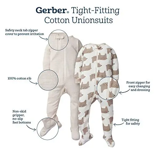 Gerber baby-boys 2-pack Snug Fit Footed Cotton Pajamas - 6