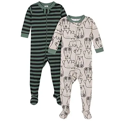 Gerber baby-boys 2-pack Snug Fit Footed Cotton Pajamas - MODAZONE