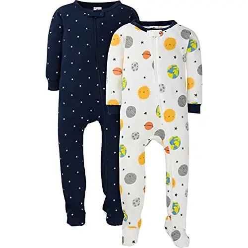 Gerber baby-boys 2-pack Snug Fit Footed Cotton Pajamas 