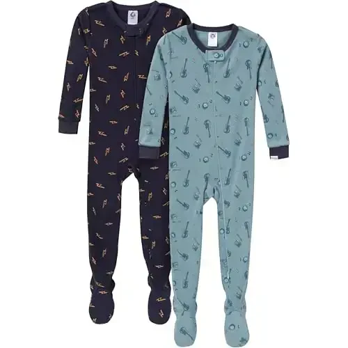 Gerber baby-boys 2-pack Snug Fit Footed Cotton Pajamas 