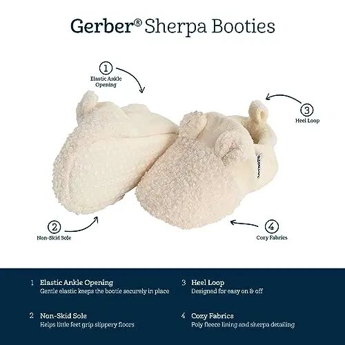 Gerber Baby Fleece Astarli Sirpanmaydigan Yumshoq Uy Botinkalari Quloqlari bilan - 5