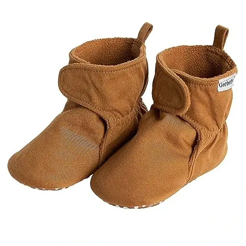 Gerber Baby Fleece Lined Wrap Fasten Non Skid Soft Slipper Booties - 1