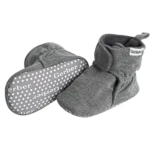 Gerber Baby Fleece Lined Wrap Fasten Non Skid Soft Slipper Booties - 2