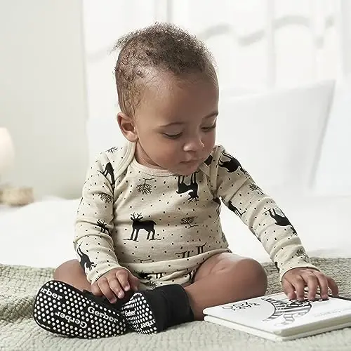 Gerber Baby Fleece Lined Wrap Fasten Non Skid Soft Slipper Booties - 5