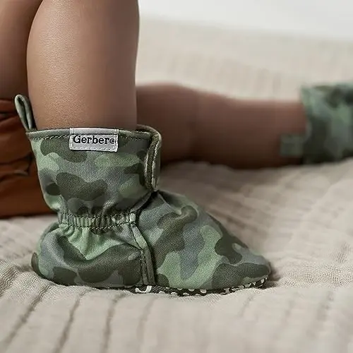 Gerber Baby Fleece Lined Wrap Fasten Non Skid Soft Slipper Booties - 5