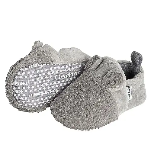 Gerber baby-girls Fleece Lined Non Skid Soft Slipper Booties With Ears - GERBER (1)