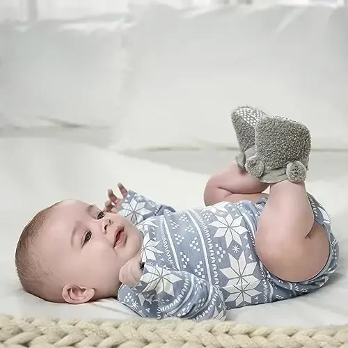 Gerber baby-girls Fleece Lined Non Skid Soft Slipper Booties With Ears - 4