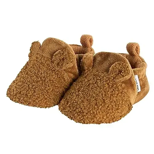 Gerber baby-girls Fleece Lined Non Skid Soft Slipper Booties With Ears - 1