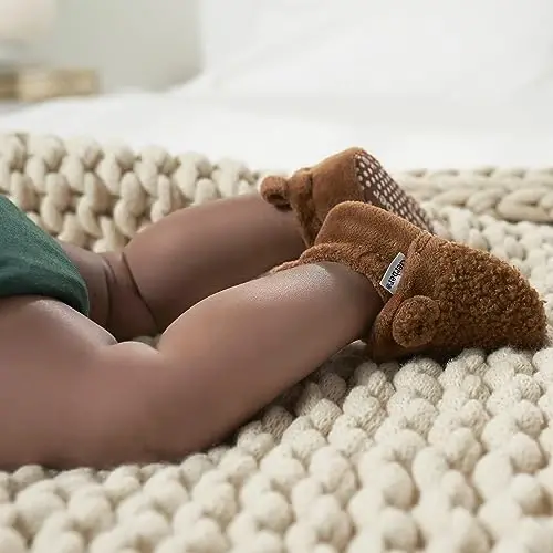 Gerber baby-girls Fleece Lined Non Skid Soft Slipper Booties With Ears - 5