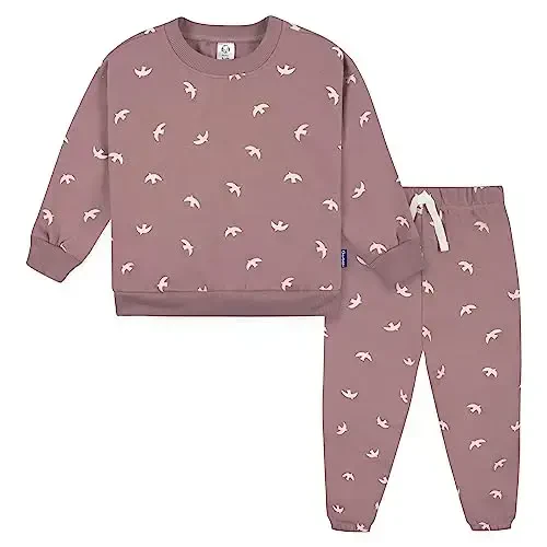 Gerber Baby Girls' Toddler 2-piece Fleece Sweatshirt and Jogger Set 
