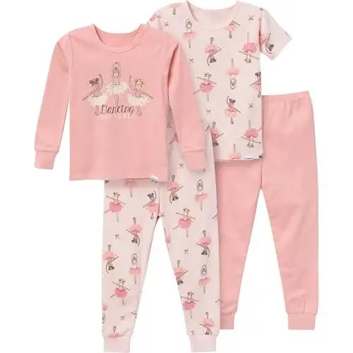 Gerber Baby Girls' Toddler Snug Fit 4-Piece Pajama Set - 1