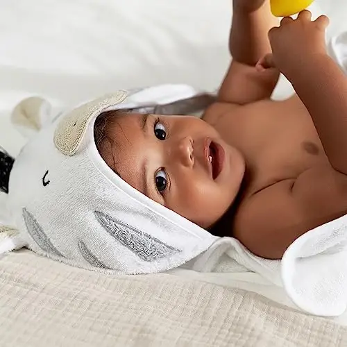 Gerber Baby 4 Piece Animal Character Hooded Towel and Washcloth Set, Grey Zebra, One Size - GERBER (1)