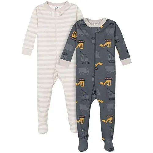 Gerber baby-boys 2-pack Snug Fit Footed Cotton Pajamas - 1