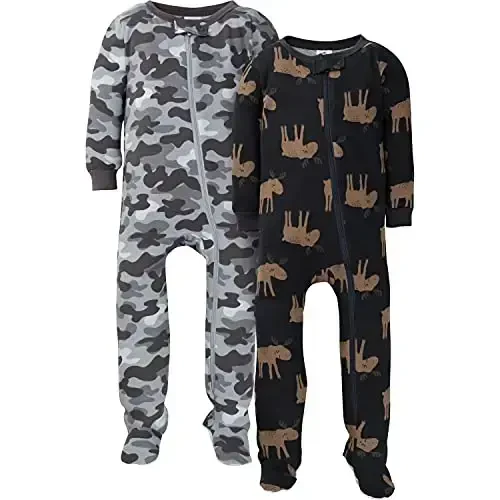 Gerber baby-boys 2-pack Snug Fit Footed Cotton Pajamas 