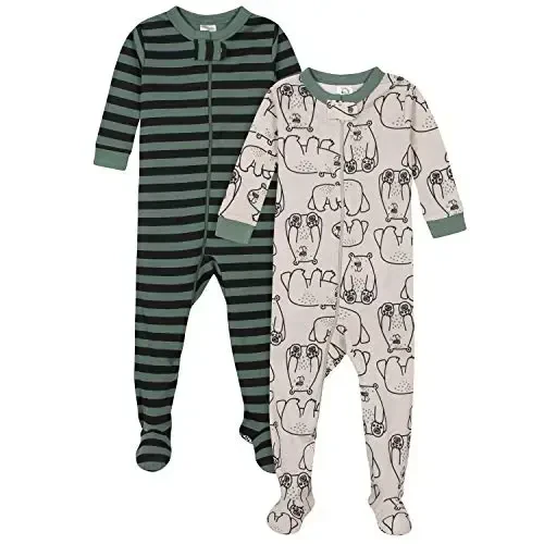 Gerber baby-boys 2-pack Snug Fit Footed Cotton Pajamas 