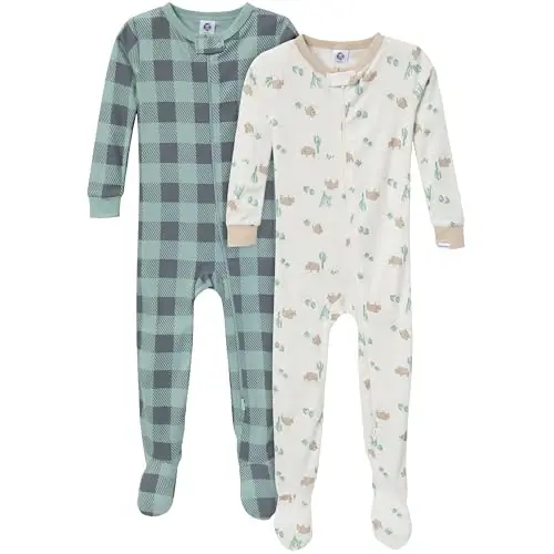 Gerber baby-boys 2-pack Snug Fit Footed Cotton Pajamas - GERBER