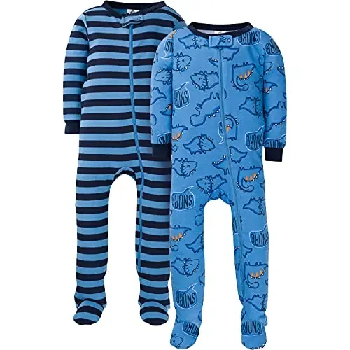 Gerber baby-boys 2-pack Snug Fit Footed Cotton Pajamas - 1