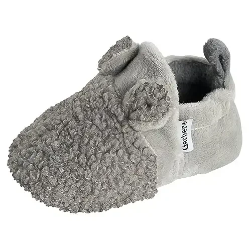 Gerber baby-girls Fleece Lined Non Skid Soft Slipper Booties With Ears - 3
