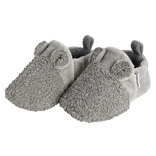 Gerber baby-girls Fleece Lined Non Skid Soft Slipper Booties With Ears - GERBER