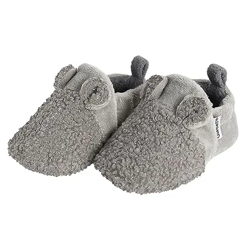 Gerber baby-girls Fleece Lined Non Skid Soft Slipper Booties With Ears - 1