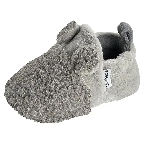 Gerber baby-girls Fleece Lined Non Skid Soft Slipper Booties With Ears - 3