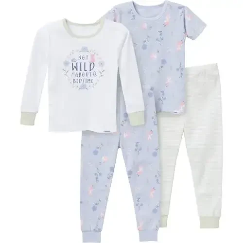 Gerber Baby Girls' Toddler Snug Fit 4-Piece Pajama Set - 1