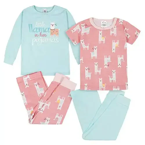 Gerber baby-girls Toddler Snug Fit 4-piece Pajama Set 