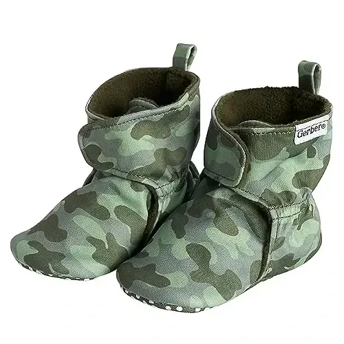Gerber Baby Fleece Lined Wrap Fasten Non Skid Soft Slipper Booties 