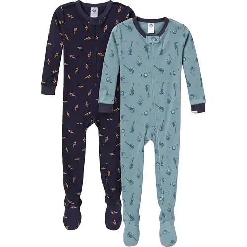 Gerber chaqaloq o'g'il bolalar uchun 2 to'plamli qulay oyoqli paxta pijamalari - GERBER