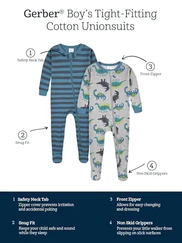 Gerber Baby Boys 2-Pack Footed Pajamas - 5