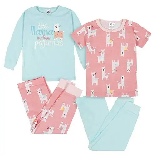 Gerber Baby Girls 4-Piece Cotton Pajama Set - 1