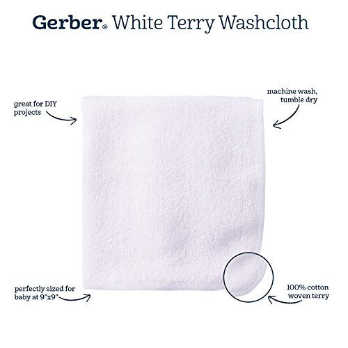 Gerber Washcloth, White, 6-Count - 34