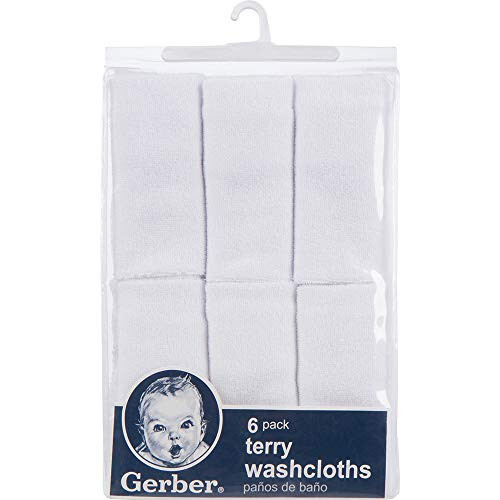 Gerber Washcloth, White, 6-Count - 35