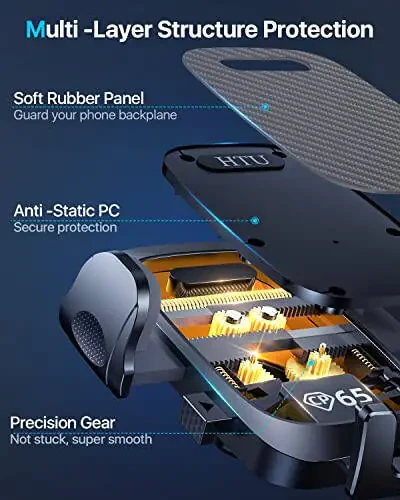 HTU [True Military-Grade] 2025 Upgraded Car Phone Holder 【Safety Certs & No Smell】 Cell Phone Holder for Car Mount for Dashboard Windshield Air Vent Long Arm Thick Case,Grey - 1