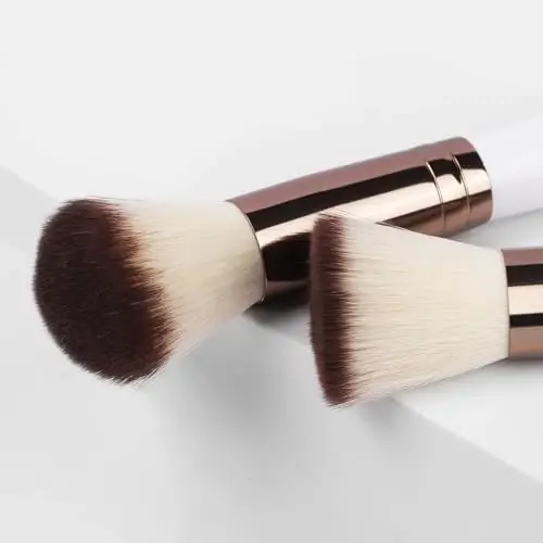 Real Perfection Makeup Brush Set 16 Pcs with 1 Eyebrow Razor Premium Synthetic Foundation Powder Concealers Eyeshadow Blush Makeup Brushes Make up Brushes Kit (White) - 3