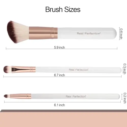 Real Perfection Makeup Brush Set 16 Pcs with 1 Eyebrow Razor Premium Synthetic Foundation Powder Concealers Eyeshadow Blush Makeup Brushes Make up Brushes Kit (White) - 6