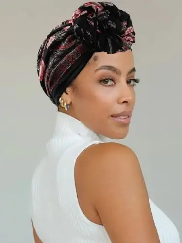 GERINLY Lightweight Scarves Fashion Flowers Print Women Cotton Wrap Scarf Head Shawl Winter Gift - 3