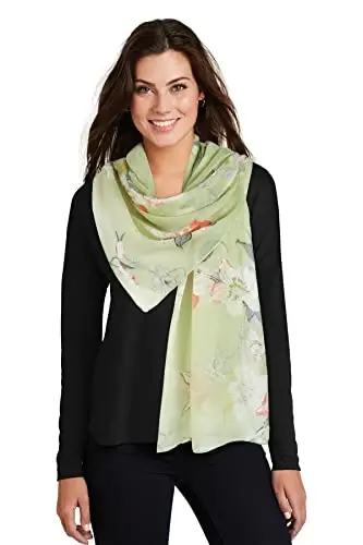 GERINLY Lightweight Scarves Fashion Flowers Print Women Cotton Wrap Scarf Head Shawl Winter Gift - 6